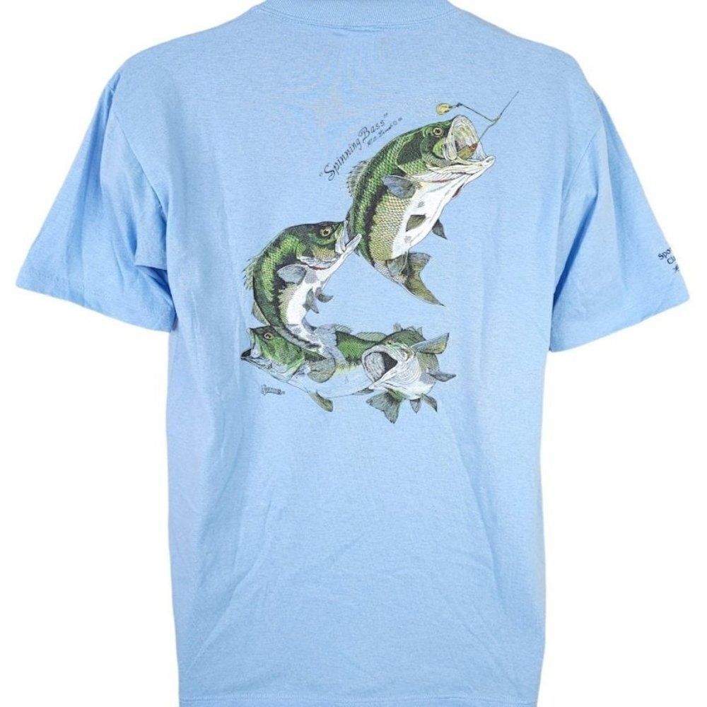 Spinning Bass T Shirt Vintage 80s Sports Fishing Classics Made In USA Mens Large